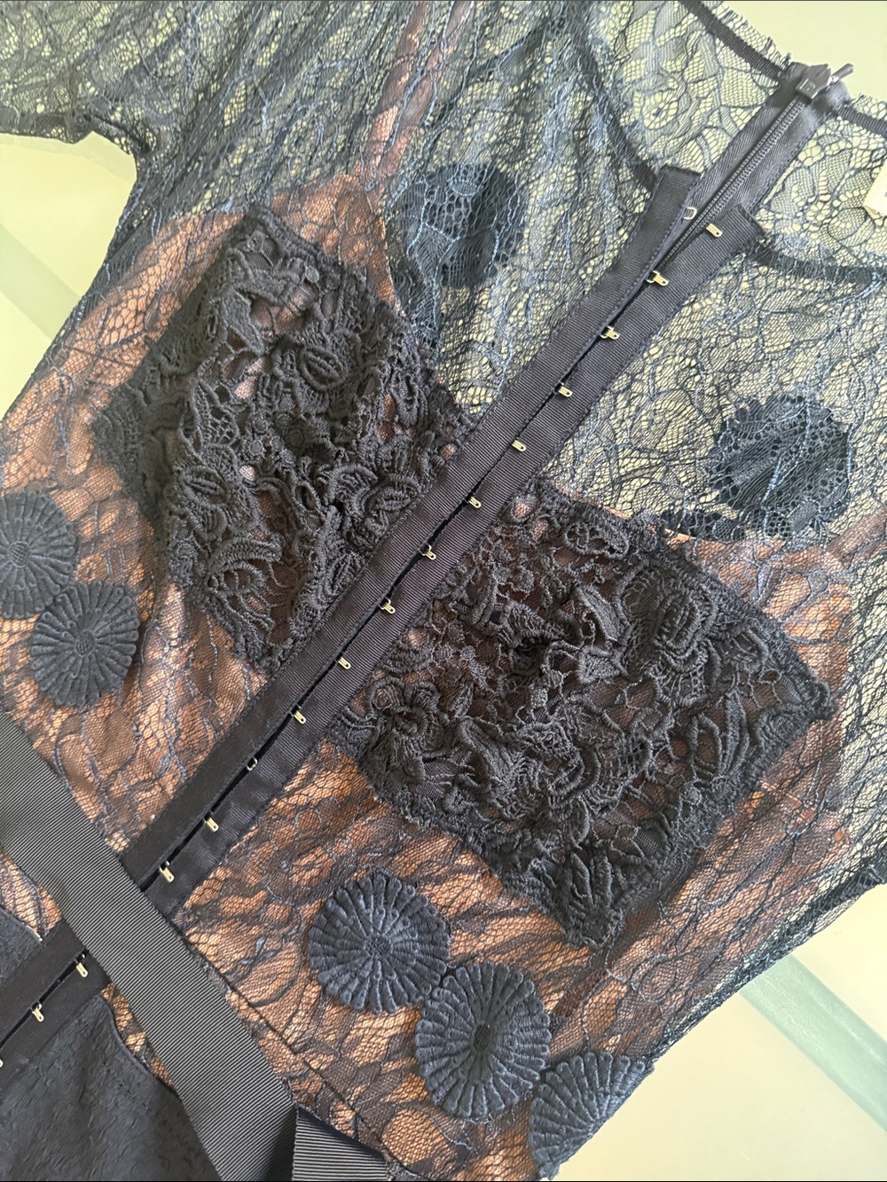 Beguile by Byron Lars for Anthropologie Navy Lace Cocktail Dress Designer Size S - Picture 9 of 10